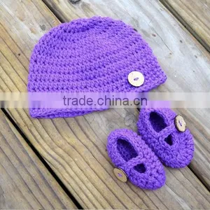 Hot Sale Autumn Winter Baby Toddler Crochet Wool Shoes Set Cute Style Infant Hand Knit Shoes thumbnail-3