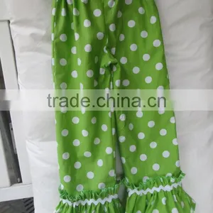High Quality Wholesale Kids Casual Pants Lovely Chevron Ruffle Leggings Cotton Baby Girls Cotton Trousers thumbnail-6