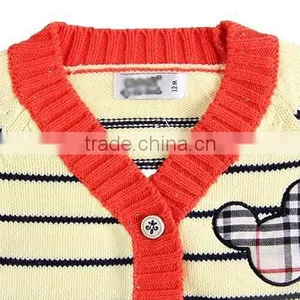 Contrast Color Trim Baby Cotton Sweater Cardigan thumbnail-3