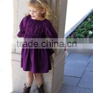 Hot Sale Baby Kids Ruffle Purple Gowns and Dresses 3/4 Sleeves Christmas Kids Baby Dress Girls thumbnail-2