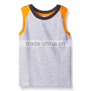 Cheap Wholesale Sports Open Side 95% Cotton 5% Spandex Kids Tank Top thumbnail-3