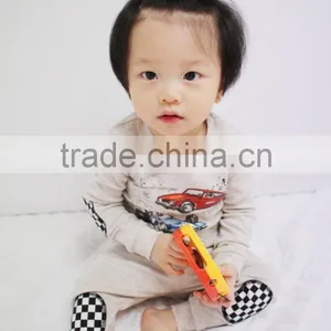 S15520A Baby Pure Color Sleepwear Kids Long Sleeve Cotton Pajamas thumbnail-3