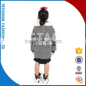Popular Fancy Cotton Warm Lovely Girl Coat Custom Name Brand Grey Letters Print Long Sleeve Kids Winter Fur Girls Coats For Kids thumbnail-3