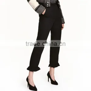 Summer Ankle-length Frill Trousers Woven Women Slacks thumbnail-5