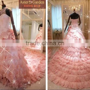 Stunning New Style Attractive Pink Lace Wedding Dress RB054 thumbnail-1