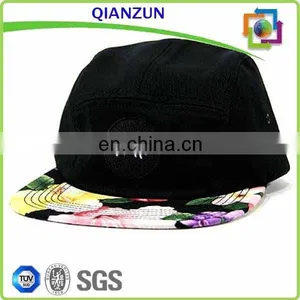 Floral Brim 5 Panel Hat Wholesale Front Patch Logo 5 Panel Hat/Cap thumbnail-2