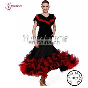 AB033 Black and Red Puffy Show Dance Wear, Modern Dance Wear thumbnail-1