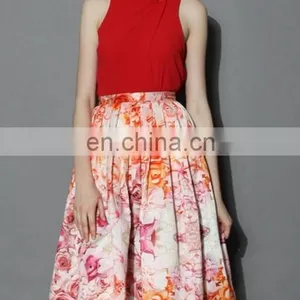 Flowers Whisper Pleated Midi Skirt thumbnail-1