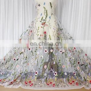 HOT SELL Fashion Flower Colorful Textile Embroidery Lace Fabric,net Embroidery Lace Fabric thumbnail-1