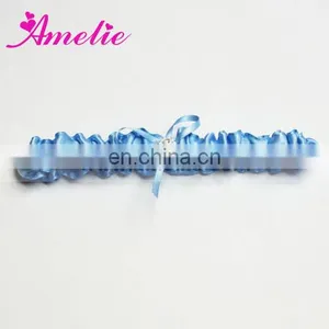 2017 Bridal Garter Casamento Wedding Decoration Keepsake Luxury Something Blue Satin Wedding Garter With Bow thumbnail-3