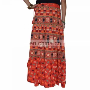 Long Wrap Around Skirt Printed Ethnic Hippie Gypsy Women's Indian Dress Skirts Cotton Designer Printed Animals Dress Hippie Boho thumbnail-3
