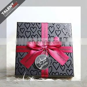 Custom Classic Black Art Paper Luxury Gift Box With Bowknot thumbnail-1