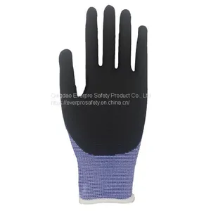 Cut Resistant Level 5 15G HPPE Fiberglass Liner Nitrile Microfine Foam Coated Anti Cut Gloves thumbnail-2