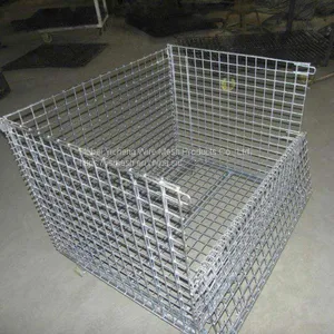 Galvanized Collapsible & Stackable Warehouse Storage Wire Mesh Container thumbnail-2