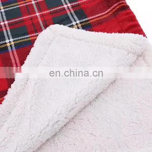 Christmas Plaid Plush Microfiber Checkered Decorative Sherpa Fleece Throw Blanket for Sofa thumbnail-1