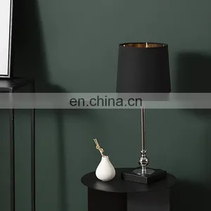 New Arrival High Quality Bedside Decoration Metal Reading Lamps Elegant Black Cotton Table Lamp thumbnail-1
