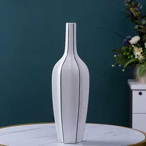 White Modern Simple Nordic Style Carambola Jingdezhen Ceramic Vase For Dining Table thumbnail-3