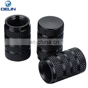 Aluminum Tire Valve Stem Caps Black Barrel Design Universal Fit Cars, Trucks, SUV, Motorcycles, Bike and Bicycle thumbnail-1