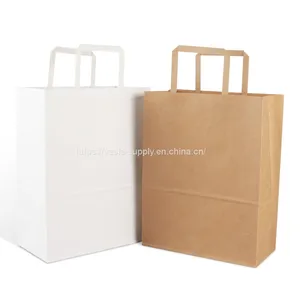 Customized Logo Recyclable Flat Handle Kraft Paper Bag With Logo thumbnail-1