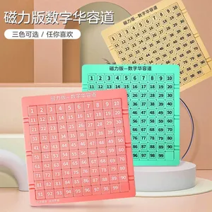 Digital Huarong Road Magnetic Sliding Puzzle Jiugongge Hualong Road Solid Wood Children's Intelligence Tetris Board Game thumbnail-1