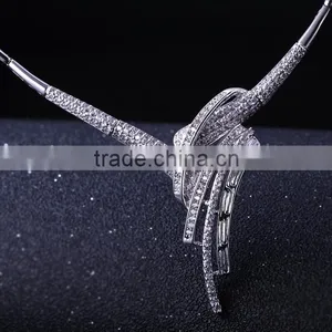 New Wholesale African Style Tassel Wedding Cubic Zirconia Costume Jewelry Set thumbnail-3