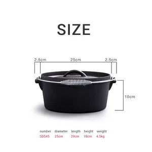 Heavy Duty Seasonal Discount Cast Iron Dutch Oven Cooking Dish Deep Roaster Dutch Oven Soup Pot Frying Pan 12 QT or Bigger thumbnail-2