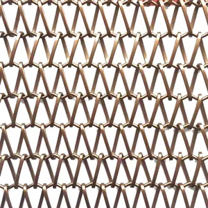 Decorative Woven Metal Mesh Fabric, Flexible Mesh Metal Curtains, Brass Wire Mesh thumbnail-4