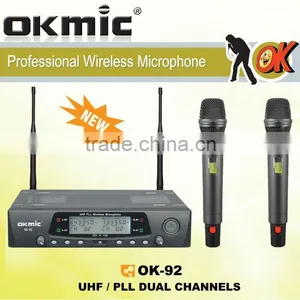 OK-92 Dual Channels/UHF PLL 32/99 Channels Wireless Microphone thumbnail-1