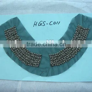 Handmade Beaded Neckline Pretty Beaded Diamond Rhombus Applique Sequins Vtg Style Patch thumbnail-1