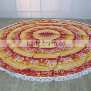 Round Beach Towel Wholesale Boho Beach Throw With Fringes thumbnail-6