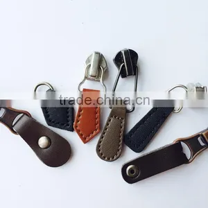 Brown Black Quality OEM Leather PU PVC Zipper Pull thumbnail-1
