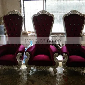 Cheap Golden Silver Classic Antique Reproduction Wooden Royal King Throne Chair thumbnail-4