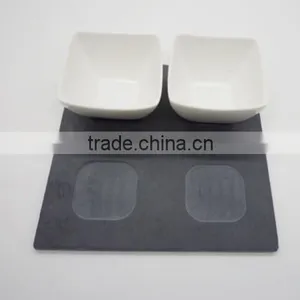 [factory Direct] 17x17cm Cut Edge Square Slate Coaster With 4 Notches And 4 Cups Item BD-1717SD1AN thumbnail-4