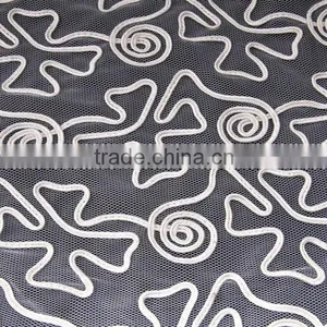 100% Polyester Cross Type Embroidery on Mesh Fabric for Wedding Dress thumbnail-1