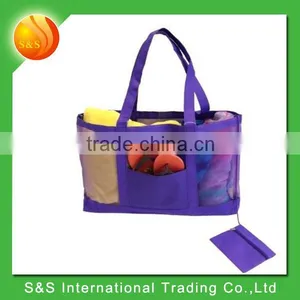 2016 Large Ladies Mesh Tote Beach Bag With Samll Pouch thumbnail-1