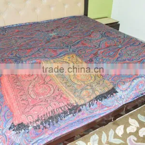 Elegant Paisley Tapestry Indian Wall Hanging Bedspread Tentures Copriletto Uberwurf Cubrecana thumbnail-3