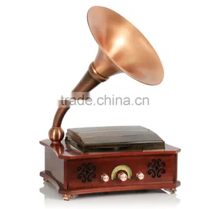 Big Brass Horn Aux in Vinyl LP Gramophone for Three Speed LP Records thumbnail-1