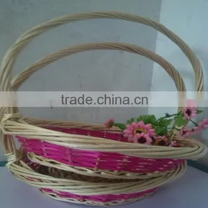 New Gifts Arts Wholesale Cheap Handmade Custom Cheap Fancy Wicker Basket for Gift With Sawing Handle Fruit Baskets thumbnail-3