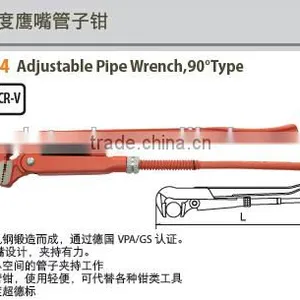 High Quality Cr-v Steel 45 Degree With Straight Jaws Adjustable Pipe Wrench With VPA/GS and Die Forged thumbnail-3