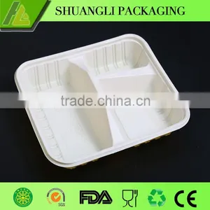 3-Compartment Microwave Safe Food Container Lunch Tray With Cover thumbnail-1