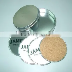Round Tin Coaster With Cork Back thumbnail-1