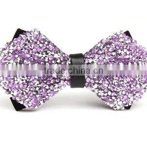 Men Fashion Crystal Bead Shinny Wedding Party Pre Tied Bow Tie Bowtie thumbnail-1