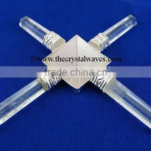 Crystal Quartz & Rose Quartz Pyramid Energy Generator thumbnail-1