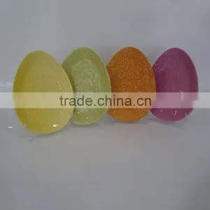Colorful Ceramic Egg Plate With Bunny Embossed thumbnail-1