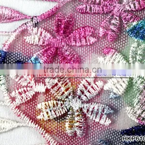Hot Selling Fashion Multi-colored Dyed Embroidery Fabric/lace Fabric/mesh Fabric /colorful Fabric for Women's Dress thumbnail-4