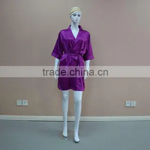 Fancy Purple Short Matte Stretch Satin Nightgown/pajamas thumbnail-1