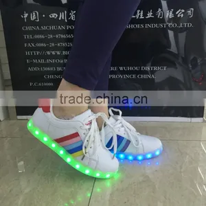 Fashionable White PU Led Light Sneakers Light and Soft for Men and Women Kids Runners thumbnail-1