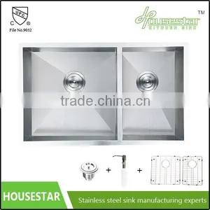 Factory Price Undermount Kitchen Sink Stainless Steel Handmade Double Bowl Kitchens Sink With Strainer and Colander R10-3219 thumbnail-3