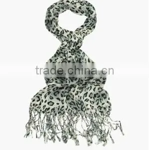 Elegant Leopard Animal Print Scarf With Fringe - Diff. Colors Avail thumbnail-1