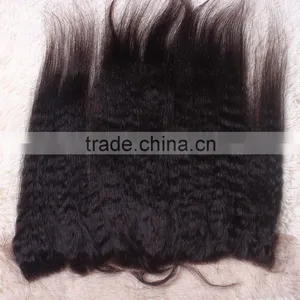 Virgin Natural Color Kinky Straight Ear to Ear Lace Frontal Closure 13x4 thumbnail-3